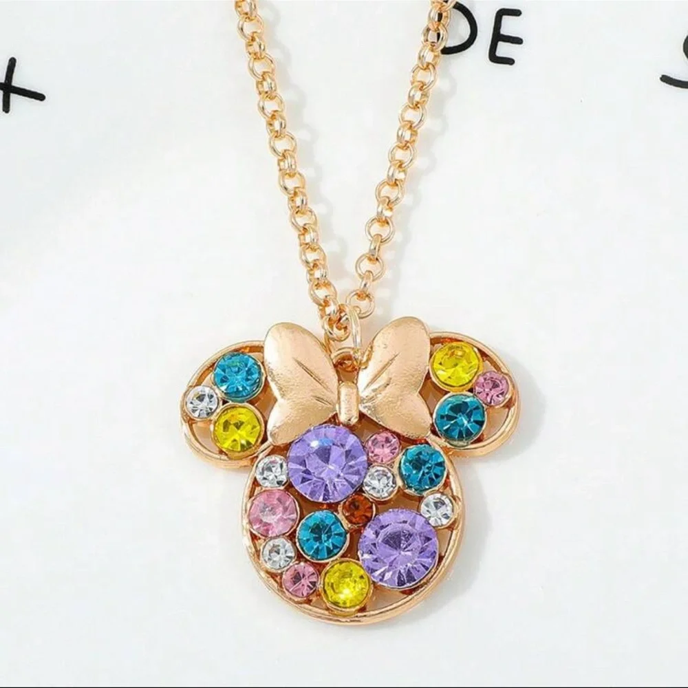 Colorful Crystal Disney Minnie Mouse Necklace - Picture 5 of 9